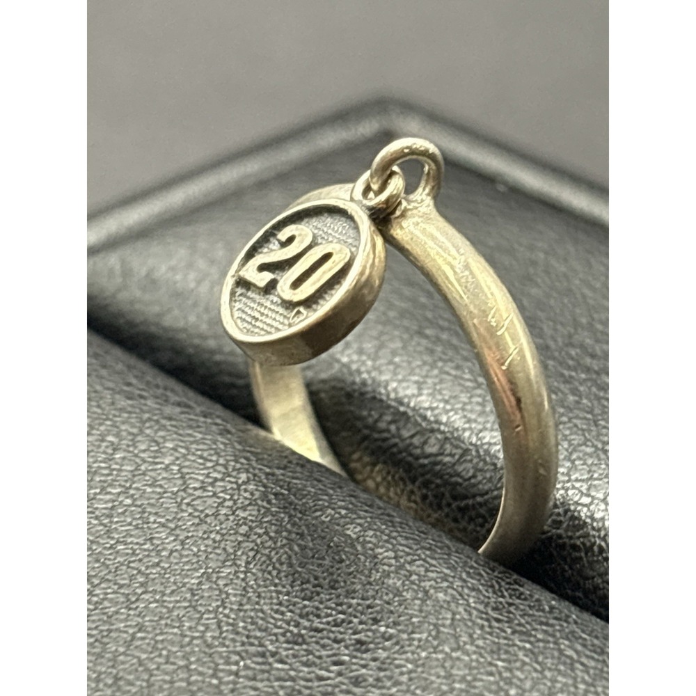 Vintage Sterling Silver Twenty "20" Dangle Charm Ring Size 7.25 H4 - Picture 4 of 11